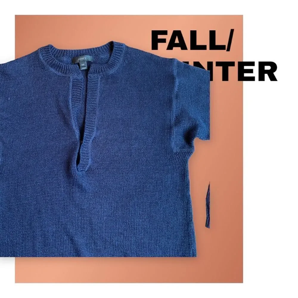 J. Crew XXS Linen Knit Sweater Navy Blue